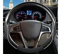 Steering Wheel Covers Anti-Slip For Hyundai i20 for Elite i20 I II III 2008~2022 Car Steering Wheel Cover Microfiber Leather + Carbon Fiber Auto Accessories(O shape Black)