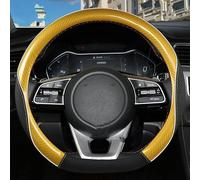 Steering Wheel Covers Anti-Slip For Kia for Seltos for Stonic for Stinger for Carens for Optima k5 for Forte for EV6 Car Steering Wheel Cover Carbon Fiber(D shape Yellow)