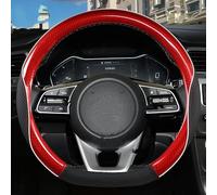 Steering Wheel Covers Anti-Slip For Kia for Seltos for Stonic for Stinger for Carens for Optima k5 for Forte for EV6 Car Steering Wheel Cover Carbon Fiber(D shape Red)