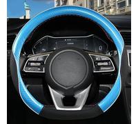 Steering Wheel Covers Anti-Slip For Kia for Seltos for Stonic for Stinger for Carens for Optima k5 for Forte for EV6 Car Steering Wheel Cover Carbon Fiber(D shape Blue)