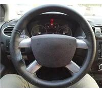 Steering Wheel Covers Anti-Slip For Kuga For Focus 2 For C-MAX 2007 2008 2009 2010 Hand-stitched Car Steering Wheel Leather Cover Trim Accessories(Black-white line5)