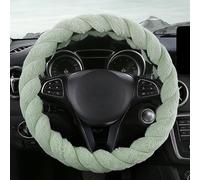 Steering Wheel Covers for Audi-TT Ford Mustang Tiguan, Car Warm Plush Winter Steering Wheel Driving Protector, Elastic Anti-Slip, Car Accessories,Green-Round