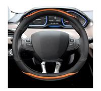Steering Wheel Covers For Peugeot 208 2012~2018 For Peugeot 308 2014~2021 2008 2013~2018 Car Steering Wheel Cover Carbon Fibre Leather Auto Steering Wheel Cover(Orange)