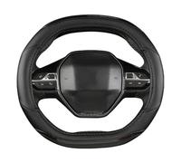 Steering Wheel Covers For Peugeot 3008 4008 5008 Car Steering Wheel Cover Carbon Fibre PU Leather Auto Accessories Interior Coche(Black)