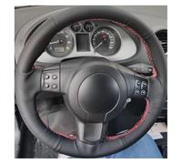 Steering Wheel Covers For Seat For Ibiza 6L For Leon 2007 2008 DIY Hand-stitched Black Soft Artificial Leather Car Steering Wheel Cover(White Thread)