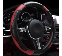 Steering Wheel Covers for VW POLO 2005-2009, Car Steering Wheel Cover Red Blue Black Leather Steering Wheel Cover Anti-slip Cover,Red