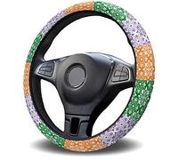 Steering Wheel Covers for Women/Men,St.Patrick's Day Irish Flag Flower Green Purple Orange,Custom Universal Car Steering Cover Quick Release,Anti-Slip Car Wheel Protector for Truck/Car/SUV/Auto