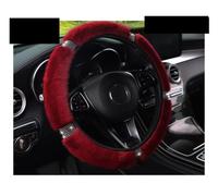 Steering Wheel Covers Steering Wheel Booster Cover | Diamond-studded Artificial Faux Rabbit Fur Car Rimless Steering Wheel Cover For Women(Wine red)