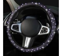 Steering Wheel Covers with Bling Rhinestones, 38 cm/15 inch Universal Fit Steering Wheel Cover Girly Boys with Sparkly Crystal Diamond, Anti-skid Car Steering Wheel Protector Accessories (Purple)