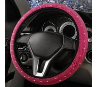Steering Wheel Covers with Bling Rhinestones, 38 Cm/15 Inch Universal Fit Steering Wheel Cover Girly Boys with Sparkly Crystal Diamond, Anti-Skid Car Steering Wheel Protective Cover (Rose)