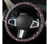 Steering Wheel Covers with Bling Rhinestones, 38 Cm/15 Inch Universal Fit Steering Wheel Cover Girly Boys with Sparkly Crystal Diamond, Anti-Skid Car Steering Wheel Protective Cover (Pink)