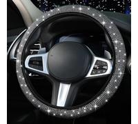 Steering Wheel Covers with Sparkly Crystal Diamond, 38 cm/15 inch Universal Fit Steering Wheel Cover with Bling Rhinestones, Anti-skid Car Steering Wheel Protector Accessories for Women Men Girls Boys