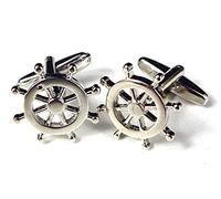 Steering Wheel Cuff Links Cufflinks Miniblings Buttons Box Ship Captain Boat
