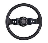 Steering wheel Deep Dished 2-Spoke Car Steering Wheel 320mm Diameter Universal Aluminum Leather Effect(Black)