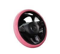 Steering Wheel Elastic car without inner ring steering wheel cover PU thickened leather check wave texture comfortable feel car interior(Pink)