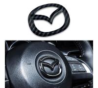 Steering Wheel Emblem Sticker for Mazda 3 Hatchback 3 (III) BM/BN I 2013-2019, Car Badges Car Interior Steering Logo Decor Trim Accessories Steering Wheel Decals Cover,Carbon Fiber
