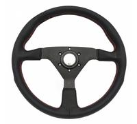 Steering Wheel Flat 14inch 350mm Black Leather Compatible With V1 Italy Racing Drift Sport(Size-1)