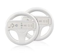 Steering Wheel for Nintendo Wii and Wii U Remote Controller, 2 Pack Racing Wheels Games Accessories for Mario Kart (White and White)