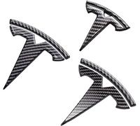 Steering Wheel/Front/Trunk/Tailgate Logo Stickers for Tesla Model Y/3 Matte Black Emblem Accessories (3pcs/set),Model 3-A