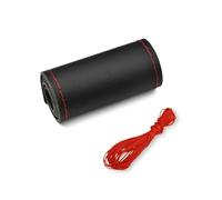 Steering Wheel Grip Universal PU Car Steering Wheel Stitch On Wrap Cover for 38cm 14" Sewing Breathable and Anti Slip Black Red
