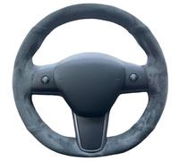 Steering Wheel Handle Cover Car Steering Wheel Cover DIY Suede Leather Black Breathable For Tesla Model 3 2015-2021 Model Y 2019 2020-2021 Auto Accessories(Yellow Thread)