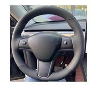 Steering Wheel Handle Cover Faux Leather Breathable For Tesla For Model 3 2015-2021 For Model Y 2019-2021 Steering Wheel Braiding Cover(Yellow Thread)
