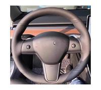 Steering Wheel Handle Cover Hand Stitched Genuine Leather Car Steering Wheel Cover For Tesla For Model 3 For Model Y 2017-2023 Customize Non-slip(1)
