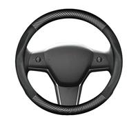 Steering Wheel Handle Cover Interior Decorative Accessories Non Slip For Tesla For Model 3 Model Y For Model X For Model S Car Carbon Fiber Leather Steering Wheel Cover(Red)