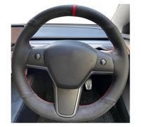 Steering Wheel Handle Cover Non-Slip Genuine Leather Suede Leather Braid For Tesla For Model 3 2015-2021 For Model Y 2019-2021 DIY Car Steering Wheel Cover Wrap(6)