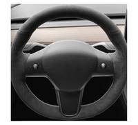 Steering Wheel Handle Cover Non-Slip Genuine Leather Suede Leather Braid For Tesla For Model 3 2015-2021 For Model Y 2019-2021 DIY Car Steering Wheel Cover Wrap(18)