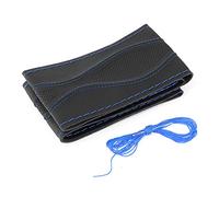 Steering Wheel Leather Cover,38cm / 15in Lace Up Needles Thread Kit DIY Sideline Hand Sewing Car Interior Decoration (Dark Blue) Protect the steering wheel