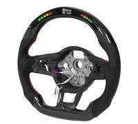 Steering Wheel, LED Steering Wheel LED Shift Lights Perforated Leather Flat Bottom D Type Racing Designed with Highlight Display Carbon Fiber for MK7 Mk7.5 R