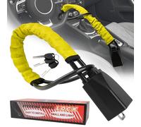 Steering Wheel Lock, Car Security Steering Locks, Seat Belt Car Lock Double Anti-Theft Device with 3 Keys, Easy to Lock or Unlock, Universal Fit Car Van Trucks SUV (Yellow)