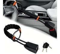 Steering Wheel Lock for Porsche Taycan, Car Lock Anti-Theft Security Device Compact Waterproof Leather Case Cut Resistant Cable,Black