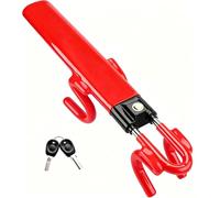 Steering Wheel Lock, for Suzuki Grand Vitara XL-7 S-Cross SX4 Vitara XL7, Anti-Theft Heavy Duty Secure Car Device, Adjustable Length Clamp Double Hook Locks Universal Fit,A-Red