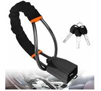 Steering Wheel Lock, Seat Belt Lock Anti-Theft Device, Double Car Security Protection, Universal Fit Most Vehicles Sturdy Lock for Cars, Trucks, SUVs & Vans with 3 Keys (Black)