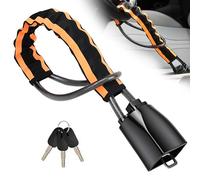 Steering Wheel Lock, Seat Belt Lock, Metal Head, Reflective Stripe, Car Lock Anti-Theft Device, Steering Locks Universal Fit for Car, SUV, Trucks, Van, Pickup, Jeep, RV, 3 Keys (Orange)