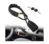 Steering Wheel Lock, Seat Belt Locks, Car Anti-Theft Security Device, Theft Prevention for Auto Safety, Wire Cable Lock for Car Saetbelt, Universal for Most Vehicles Truck SUV Van (Black)