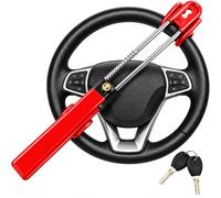 Steering Wheel Lock Twin Bar, Car Anti-Theft Device with 2 Keys | Steering Wheel Lock Twin Bar, Car Anti-Theft Device with 2 Keys, Adjustable Steering Lock Fit for Cars, SUVs & Vans, Red