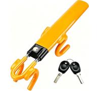 Steering Wheel Lock Twin Bar, for Renault Master I, II, III, IV (1981-2019), Steering Lock, Heavy Duty Car Anti-Theft Device, Universal Fit, Adjustable Length, 2 Keys,B-Yellow