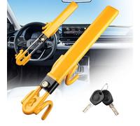 Steering Wheel Lock Twin Bar, Steering Lock, Heavy Duty Car Anti-Theft Device with High Visibility, Universal Fit, Adjustable Length, 2 Keys Included