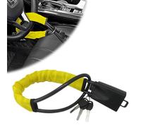 Steering Wheel Lock with 3 Keys, Car Security Device, Anti-Theft Lock, Car Steering Wheel Lock - Dual Protection with Cut-Resistant Cable, Universal Fit for Cars/SUV/Vans (Yellow)