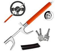 Steering Wheel Lock with 3 Keys - Safe Secure Heavy Duty Car Lock Anti-Theft Device with Window Breaker, Adjustable Multifunction Universal Car Wheel Locks for Auto Truck SUV Van (Orange)