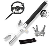 Steering Wheel Lock with 3 Keys - Safe Secure Heavy Duty Car Lock Anti-Theft Device with Window Breaker, Adjustable Multifunction Universal Car Wheel Locks for Auto Truck SUV Van (Black)