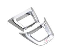 Steering Wheel Logo Frame Compatible For Audi Q5L/Q7/Q8 2018-2023 - OEM Silver Or Black Custom Trim, 3D Laser Etched Emblem(S Logo Flat bottom 1)