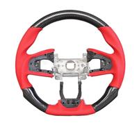 steering wheel parts Compatible With 10th Tenth For Generation For Civic 2016 2017 2018 2019 2020 2021 Carbon Fiber Red Perforated PU Steering Wheel Parts(Red 1)