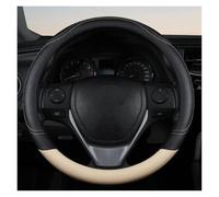 Steering Wheel Protector 1PC PU Leather Splicing Anti-slip Wear Four Seasons Universal Steering Wheel Cover Black Pink(PU-Black Beige)