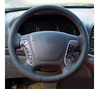 Steering Wheel Protector Car Steering Wheel Cover For Hyundai For Santa Fe 2006 2007 2008 2009 2010 2011 2012 Hand-Stitched Interior Accessories(Black thread)