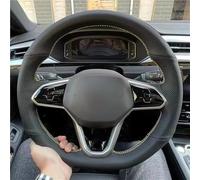 steering wheel protector Compatible With VW For Atlas For Golf 8 Mk8 For J&etta For Passat B9 For Tiguan For Sharan Car Steering Wheel Cover Hand-stitched(Black Thread)