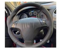 Steering Wheel Protector Cover For Fiat For Bravo For Doblo For Opel For Combo For Grande Customized Car Steering Wheel Braid Cover Hand Sewing Microfiber Leather(Light Blue Thread)